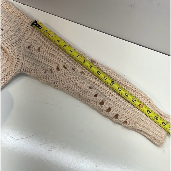 LOFT Pointelle Mock Neck Sweater Pastel Pink 481735 acrylic nylon alpaca Small - Picture 8 of 10